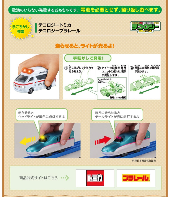 手ころがし発電　テコロジートミカ　テコロジープラレール