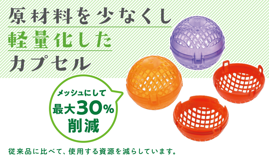 原材料を少なくし軽量化したカプセル
