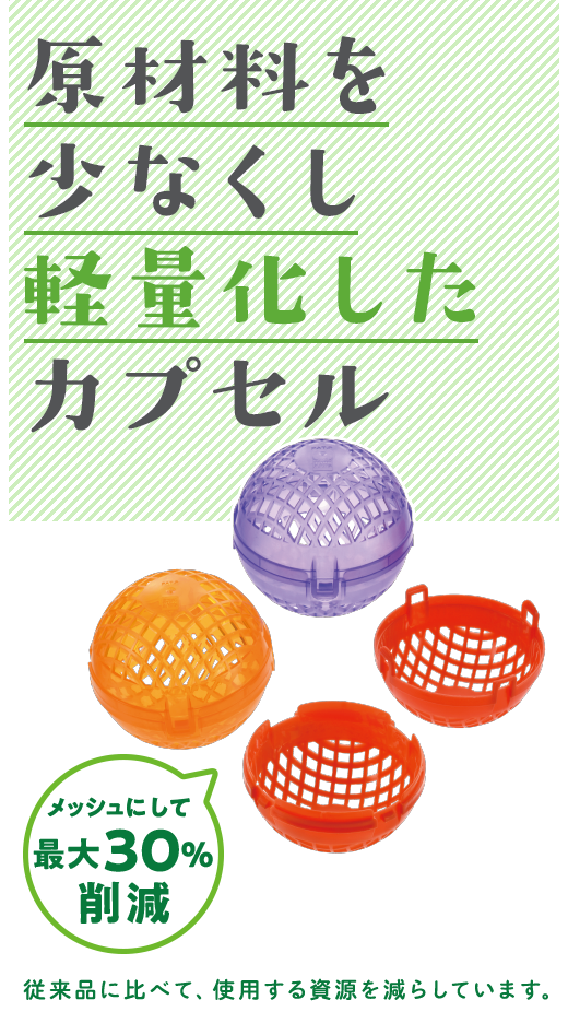 原材料を少なくし軽量化したカプセル