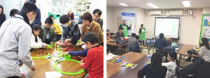 エコレールの積み上げ競争とエコ活動のお話の様子