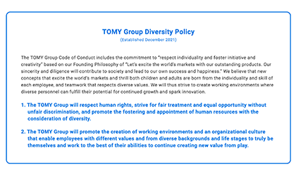 TOMY Group Diversity Policy