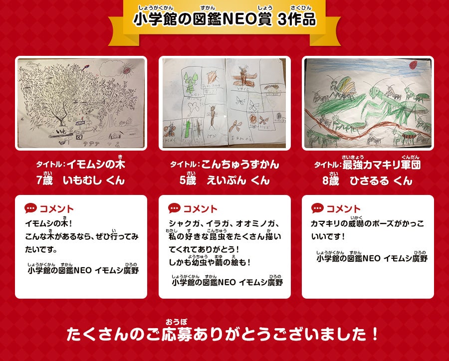 小学館の図鑑NEO賞 3作品 たくさんのご応募ありがとうございました！