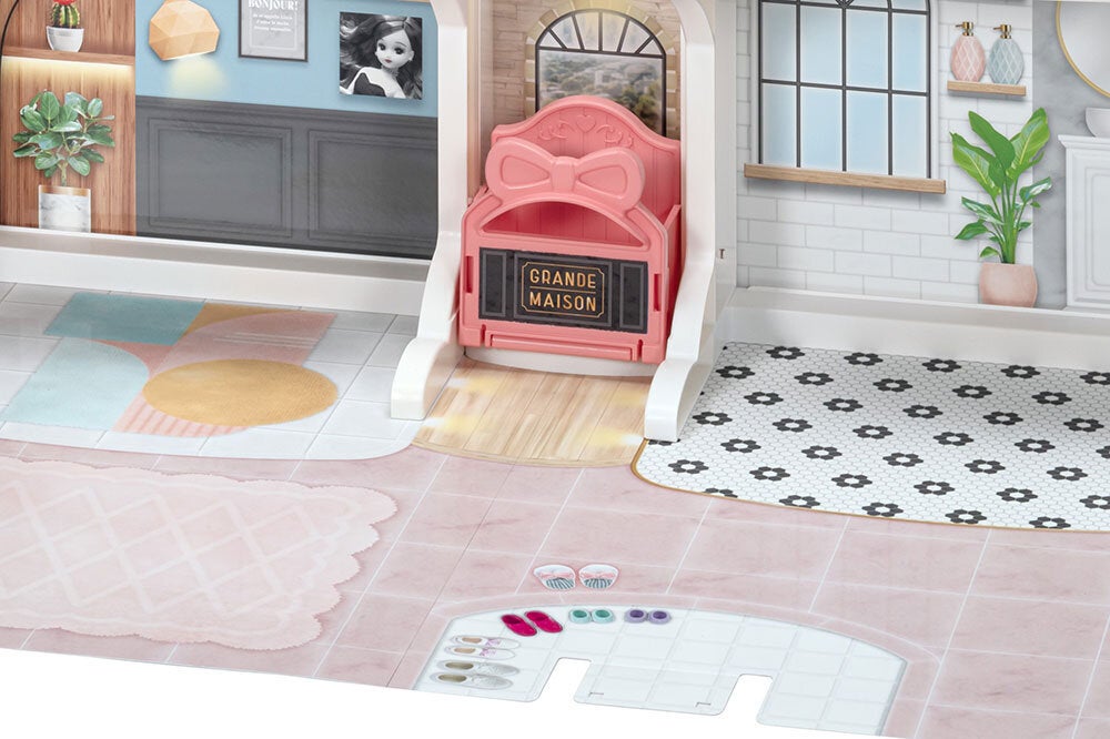 タイルやカーペット等の異なる風合いを触って楽しめるようエンボス加工で表現