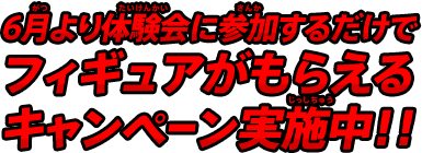 6月より体験会に参加するだけでフィギュアがもらえるキャンペーン実施中!!