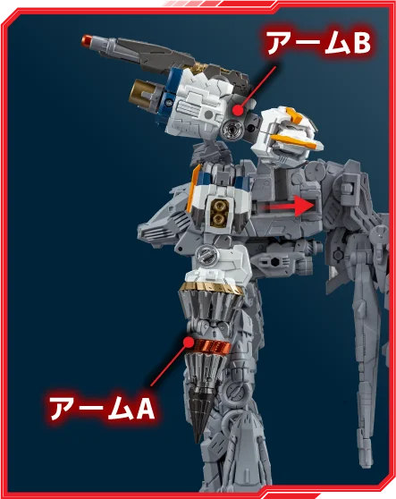 肩部に接続したアームAをスライド移動