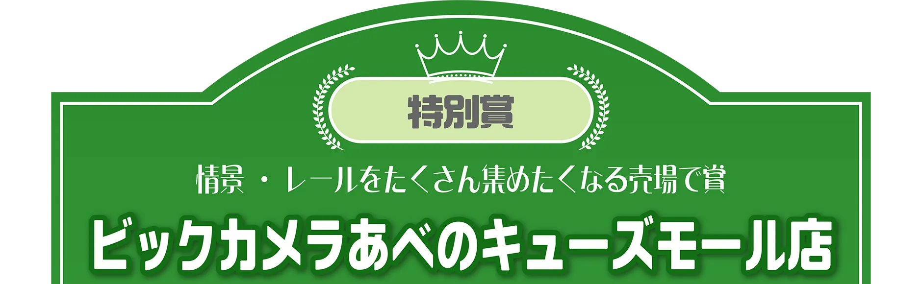 特別賞｜情景・レールをたくさん集めたくなる売場で賞｜ビックカメラあべのキューズモール店