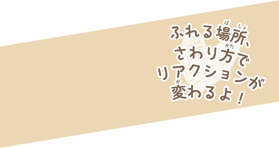 ふれる場所、さわり方でリアクションが変わるよ！