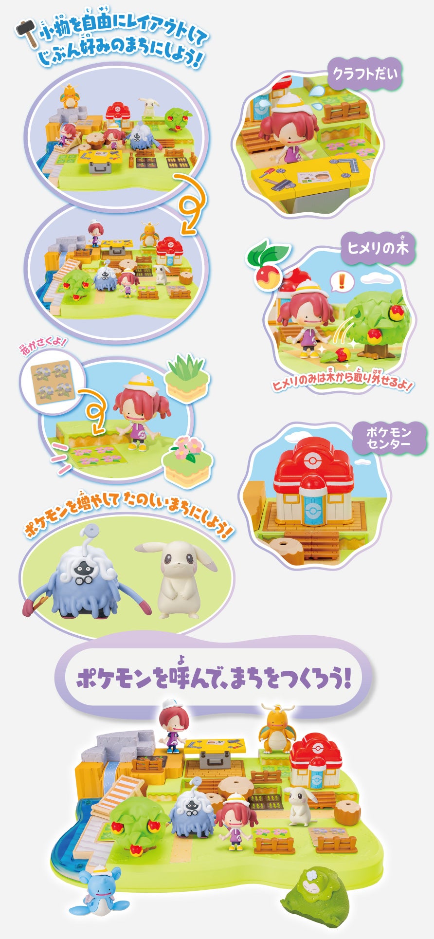 Contenu et éléments du playset Pokémon Pokopia de Takara Tomy