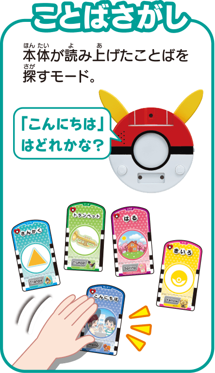 ことばさがし 本体が読み上げたことばを探すモード。