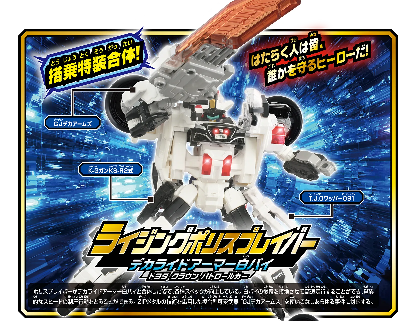 TJBDX ライジングポリスブレイバー デカライドアーマー白バイ DXセット