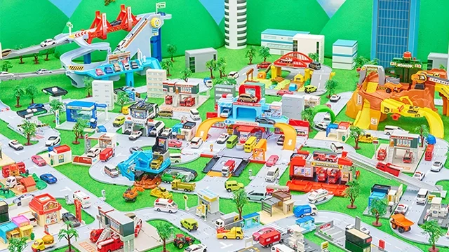 トミカビークルタウン ビッグに変形 2階だてバスロータリー(トミカ付き)