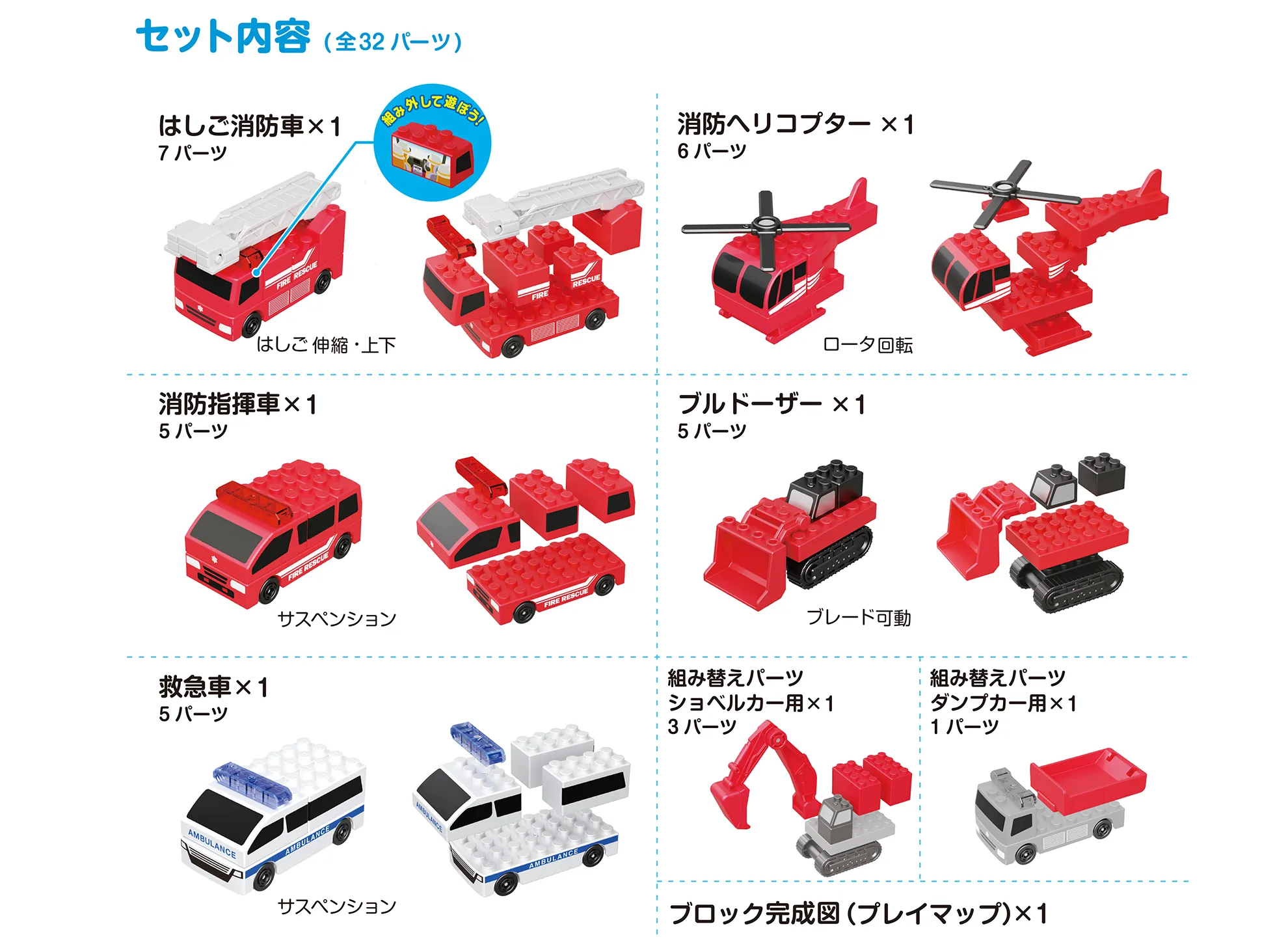 トミカ・プラレールブロック ファイヤーレスキューセット｜トミカ