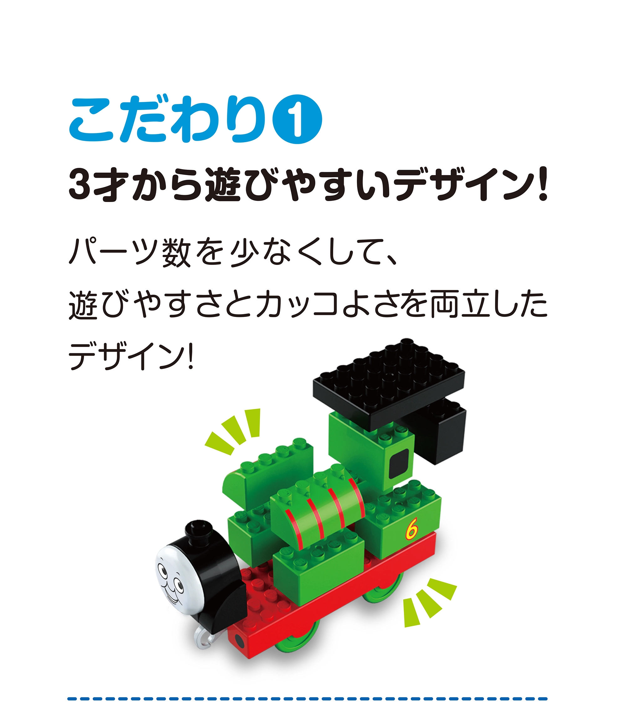 こだわり(1)｜3才から遊びやすいデザイン！｜パーツ数を少なくして、遊びやすさとカッコよさを両立したデザイン！