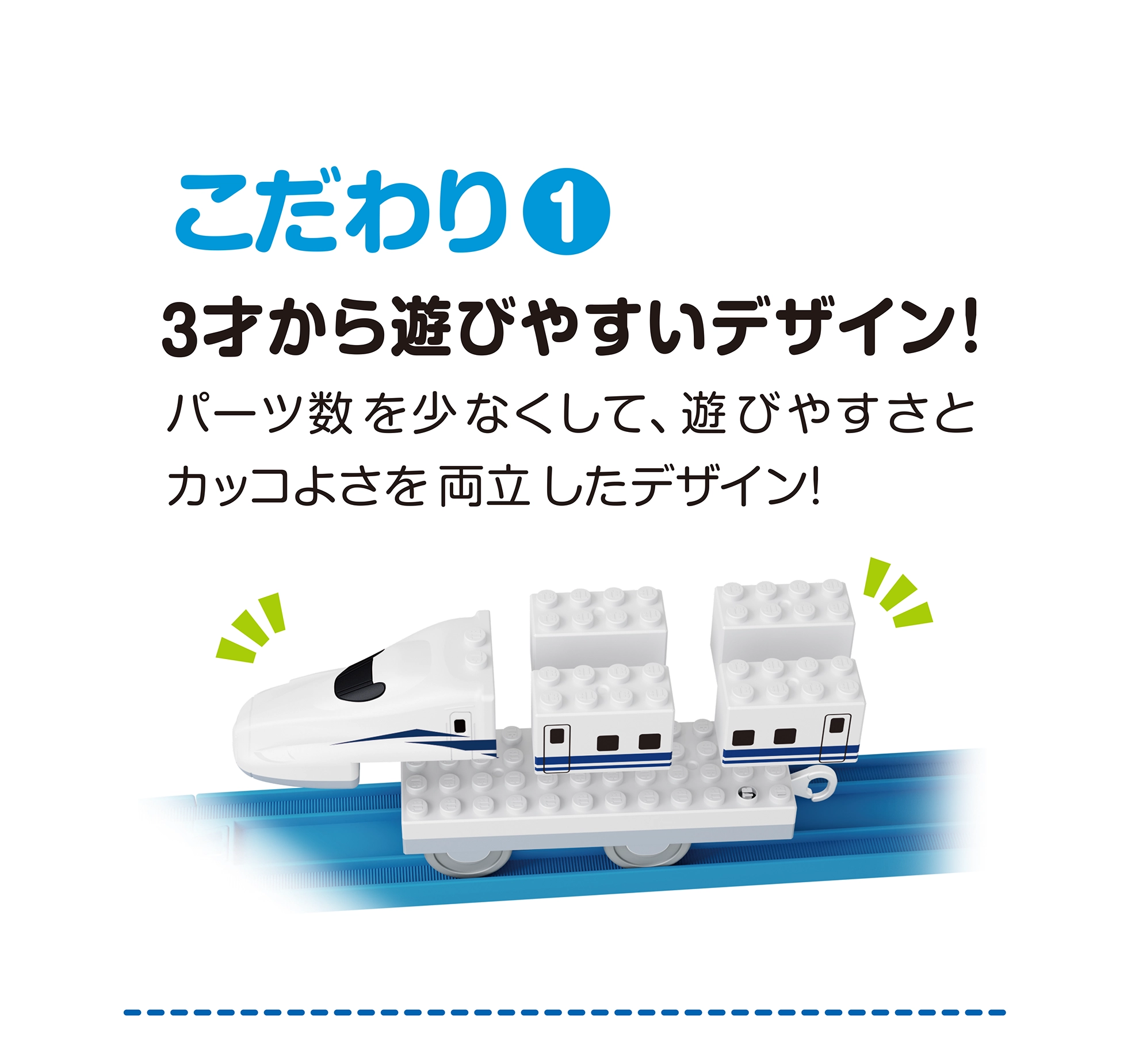 こだわり(1)｜3才から遊びやすいデザイン！｜パーツ数を少なくして、遊びやすさとカッコよさを両立したデザイン！